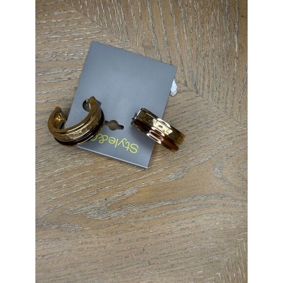 Style & Co Gold Double Hoop Earrings Chunky Open Hoops 1.5” - Picture 3 of 3